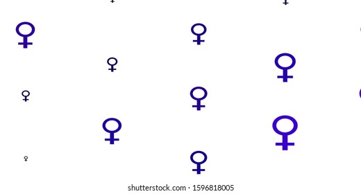 Light Purple vector pattern with feminism elements. Abstract illustration with a depiction of women's power. Background for cell phones.