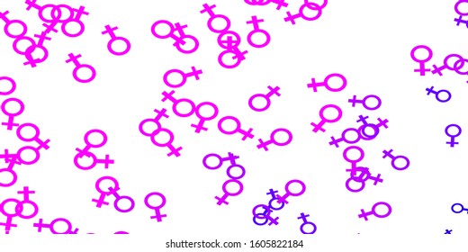 Light Purple vector pattern with feminism elements. Colorful feminism symbols with a gradient in modern style. Smart design for your apps.