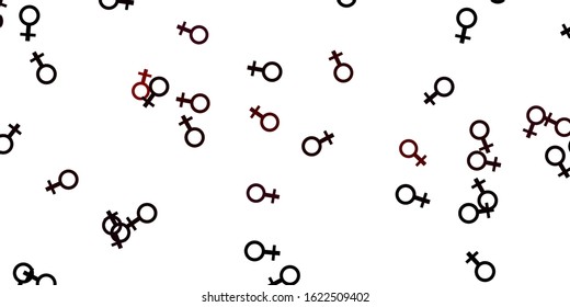 Light Purple vector pattern with feminism elements. Colorful feminism symbols with a gradient in modern style. Design for International Women’s Day.
