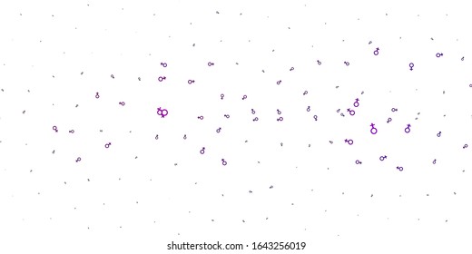 Light Purple vector pattern with feminism elements. Illustration with signs of women's strength and power. Design for International Women’s Day.
