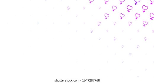 Light Purple vector pattern with feminism elements. Colorful illustration with gradient feminism shapes. Simple design for your web site.