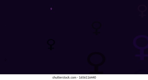 Light Purple vector pattern with feminism elements. Colorful illustration with gradient feminism shapes. Best design for your business.