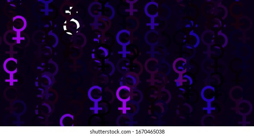 Light Purple vector pattern with feminism elements. Colorful illustration with gradient feminism shapes. Design for International Women’s Day.