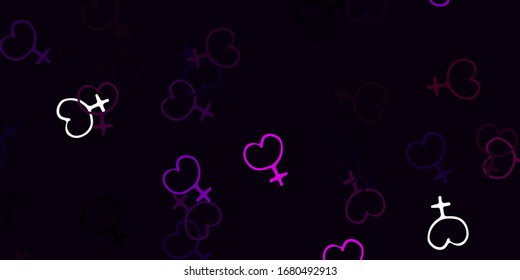 Light Purple vector pattern with feminism elements. Simple design in abstract style with women’s rights activism. Elegant design for wallpapers.