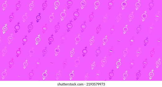 Light Purple vector pattern with feminism elements. Colorful illustration with gradient feminism shapes. Elegant design for wallpapers.