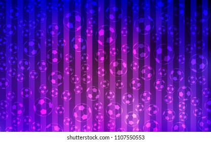 Light Purple vector pattern with football balls. Colored illustration with balls on a gradiental backdrop. Pattern for promotion of soccer games.