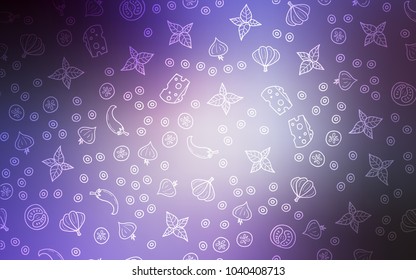 Light Purple vector pattern with fresh ingredients. Fast Food on blurred abstract background with colorful gradient. Pattern for ads of breakfast, lunch, dinner.