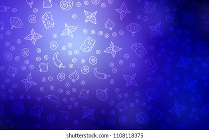 Light Purple vector pattern with fresh ingredients. Illustration with set of fresh food in doodle style. Pattern for menu of cafes, bars, restaurants.