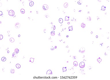 Light Purple vector pattern with fresh ingredients. Illustration with set of fresh food in doodle style. Pattern for ad, booklets, leaflets of restaurants.