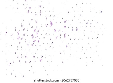 Light purple vector pattern with gender elements. Modern abstract illustration with gradient male, female signs. Base design for dating websites.