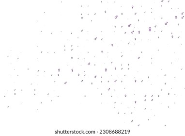 Light purple vector pattern with gender elements. Gradient isolated colorful boy, girl symbols in abstract style. Modern design for unisex wallpapers.
