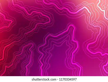 Light Purple vector pattern with lines, ovals. Glitter abstract illustration with wry lines. The elegant pattern for brand book.