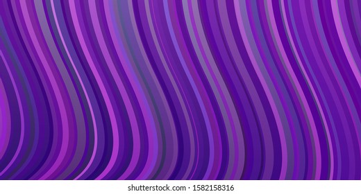 Light Purple vector pattern with lines. Colorful illustration with curved lines. Best design for your ad, poster, banner.