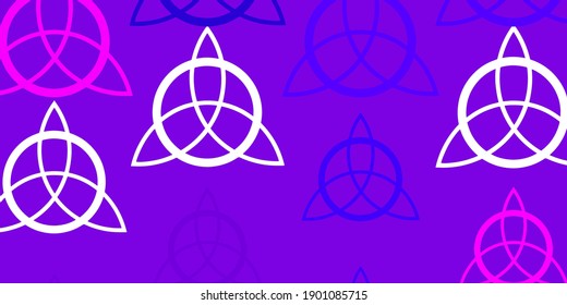 Light Purple vector pattern with magic elements. Colorful vintage illustration with gradient alchemy shapes. Background for esoteric, mystic designs.