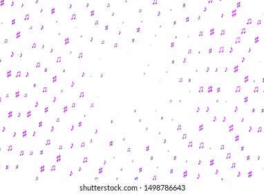Light Purple vector pattern with music elements. Modern abstract illustration with melody keys. Pattern for school ad, booklets.