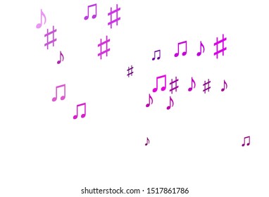 Light Purple vector pattern with music elements. Isolated colorful music keys on abstract background. Pattern for websites of musitians.