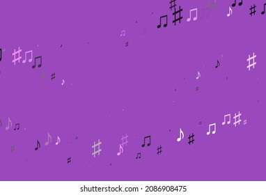 Light Purple vector pattern with music elements. Abstract illustration with colorful symbols of melody. Pattern for festival leaflets.