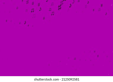 Light Purple vector pattern with music elements. Shining illustration of colorful gradient music notes. Modern design for wallpapers.