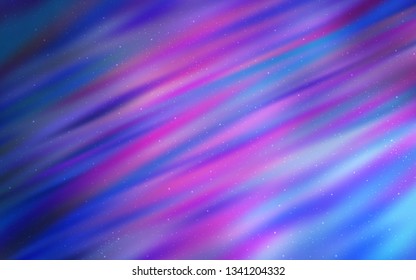 Light Purple vector pattern with night sky stars. Shining colored illustration with bright astronomical stars. Smart design for your business advert.