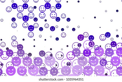 Light Purple vector pattern with positive smiles. Decorative shining illustration with smiles on white template. Design for positive ad, poster, banner.