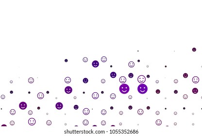 Light Purple vector pattern with positive smiles. Colorful gradient Smiles on white background. Pattern for carnival, festival fun leaflets.