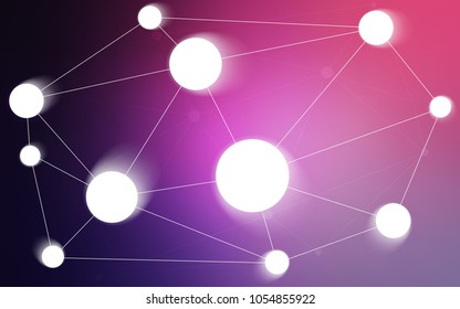 Light Purple vector pattern with spheres, triangles. Glitter abstract illustration with connection of triangle structure. Pattern can be used as texture of wallpapers.