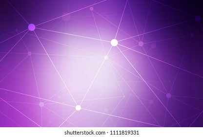 Light Purple vector pattern with spheres, triangles. Illustration with set of colorful abstract circles and lines. Pattern can be used for futuristic ad, booklets.