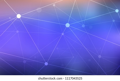 Light Purple vector pattern with spheres, triangles. Glitter abstract illustration with connection of triangle structure. New design for ad, poster, banner of your website.