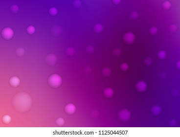 Light Purple vector pattern with spheres. Glitter abstract illustration with blurred drops of rain. Pattern can be used as texture of water, rain drops.