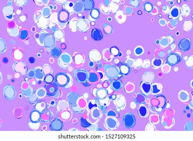 Light Purple vector pattern with spheres. Beautiful colored illustration with blurred circles in nature style. Pattern for futuristic ad, booklets.