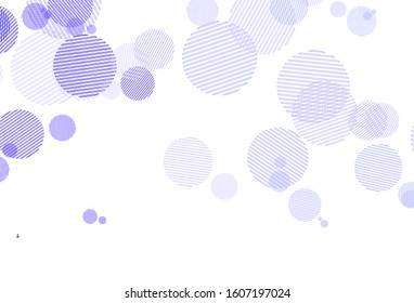 Light Purple vector pattern with spheres. Blurred bubbles on abstract background with colorful gradient. Pattern for ads, leaflets.