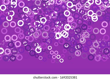 Light Purple vector pattern with spheres. Glitter abstract illustration with blurred drops of rain. Pattern for beautiful websites.
