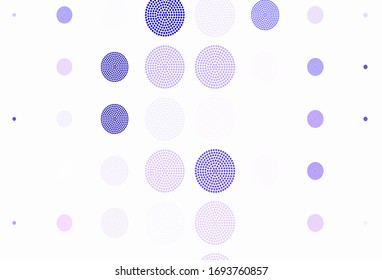 Light Purple vector pattern with spheres. Blurred bubbles on abstract background with colorful gradient. Pattern for beautiful websites.