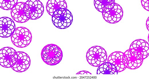 Patrón vectorial púrpura claro con esferas. Ilustración con un conjunto de esferas abstractas coloridas y brillantes. Patrón para papeles pintados, cortinas.