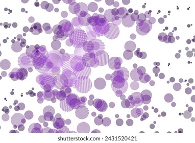 Light Purple vector pattern with spheres. Blurred decorative design in abstract style with bubbles. Pattern for textures of wallpapers.