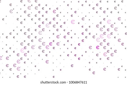Light Purple vector pattern with symbols of Euro. Modern abstract illustration with symbols of digital money. The pattern can be used for financial, investment websites.