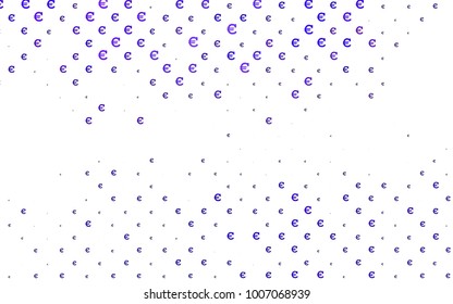 Light Purple vector pattern with symbols of Euro. Colored symbols of cryptocurrency on white background. The pattern can be used for ad, booklets, leaflets of banks.
