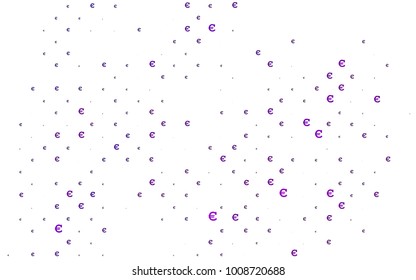 Light Purple vector pattern with symbols of Euro. Modern abstract illustration with symbols of digital money. Smart design for your business advert of economic, wealth.