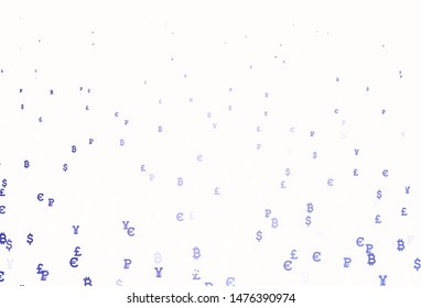 Light Purple vector pattern with symbols of currency. Colored symbols of currency on white background. Template for ads of currency markets, bank loans.