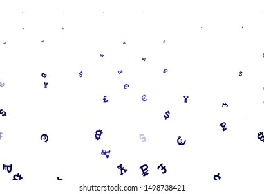 Light Purple vector pattern with symbols of currency. Modern abstract illustration with symbols of digital money. Design for business advert of economic, wealth.
