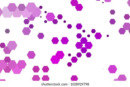 Light Purple vector polygonal illustration, which consist of hexagons. Hexagonal pattern for your business design. Geometric background in Origami style with gradient. 