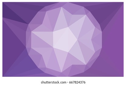 Light Purple vector polygonal illustration, which consist of triangles with a gemstone in center. Triangular design of a huge diamond for your business. Creative geometric background of gems.