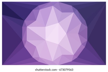 Light Purple vector polygonal illustration, which consist of triangles with a gemstone in center. Triangular design of a huge diamond for your business. Creative geometric background of gems.