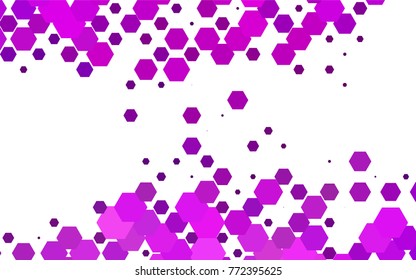 Light Purple vector polygonal illustration, which consist of hexagons. Hexagonal design for your business. Creative geometric background in Origami style with gradient