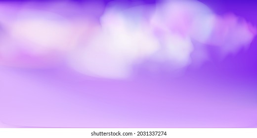 Light Purple Vector Realistic Sky Template with Fantasy Clouds. Bright Cosmos Background. Universe Wallpaper with Mesh Gradient.