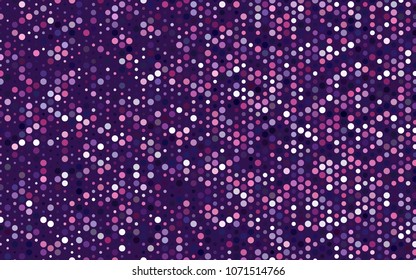 Light Purple vector red banner with set of circles, dots. Donuts Background. Creative Design Template. Technological halftone illustration.