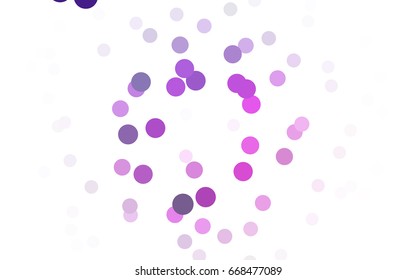 Light  Purple vector red banner with set of circles, dots. Donuts Background. Creative Design Template. Technological halftone illustration.