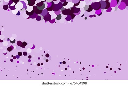 Light Purple vector red banner with set of circles, dots. Donuts Background. Creative Design Template. Technological halftone illustration.