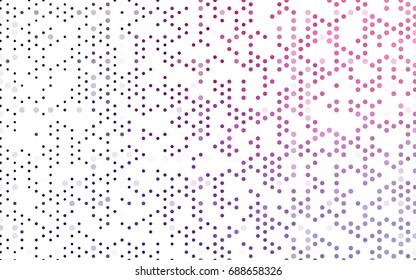 Light Purple vector red banner with set of circles, dots. Donuts Background. Creative Design Template. Technological halftone illustration.