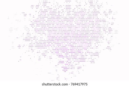 Light Purple vector red banner with set of circles, dots. Donuts Background. Creative Design Template. Technological halftone illustration.